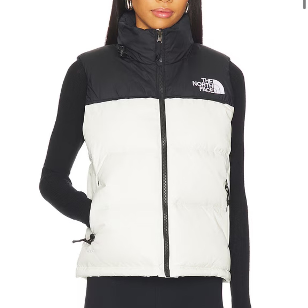 The North Face 1996 Retro Nuptse down puffer vest in white and black size S